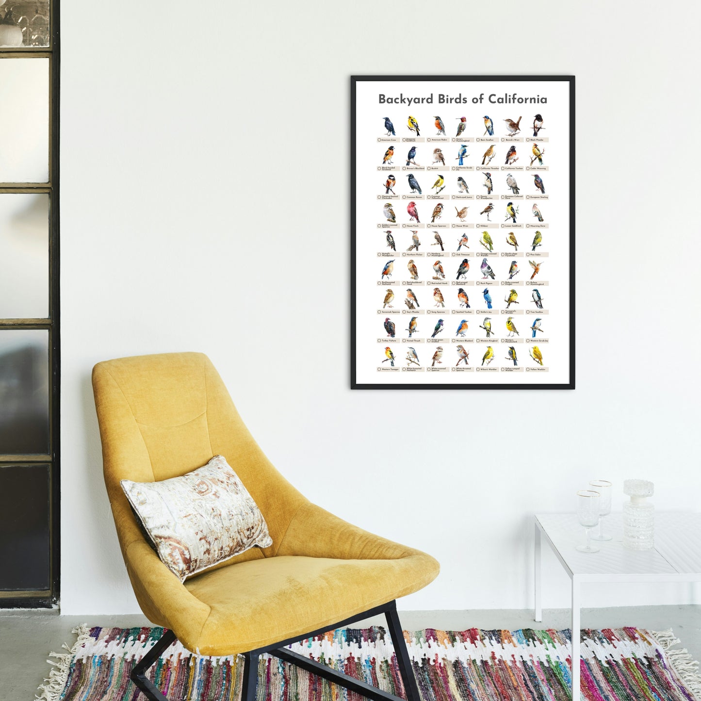 Birds of California Checklist Poster - White